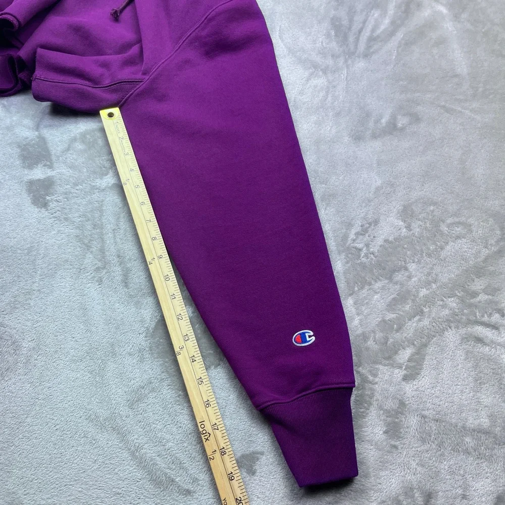 Champion Reverse Weave Cropped Hoodie‎ Sweatshirt Womens Purple Sz M Grunge Y2K